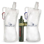 Survivor Filter Squeeze Kit - Water Purifier Survival Straw With Collapsible Water Bottle - Virus Tested Survival Straw With 3 S