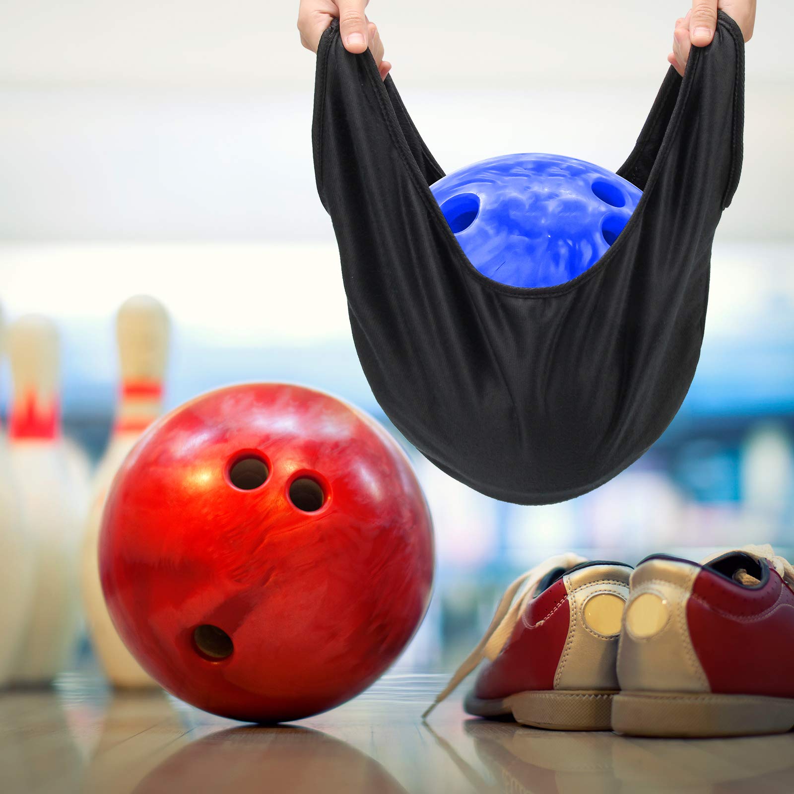 Coitek Bowling Seesaw Bag 2 Pack, Bowling Polisher Bag Carrier Ball Cleaner Holder Bag Bowling Cleaner Towel(Black)