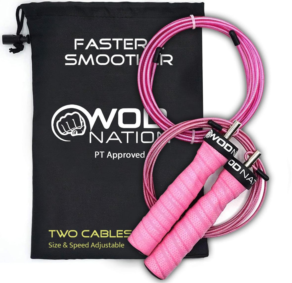 Wod Nation Attack Speed Jump Rope : Adjustable Jumping Ropes : Unique Two Cable Skipping Workout System : One Thick And One Ligh