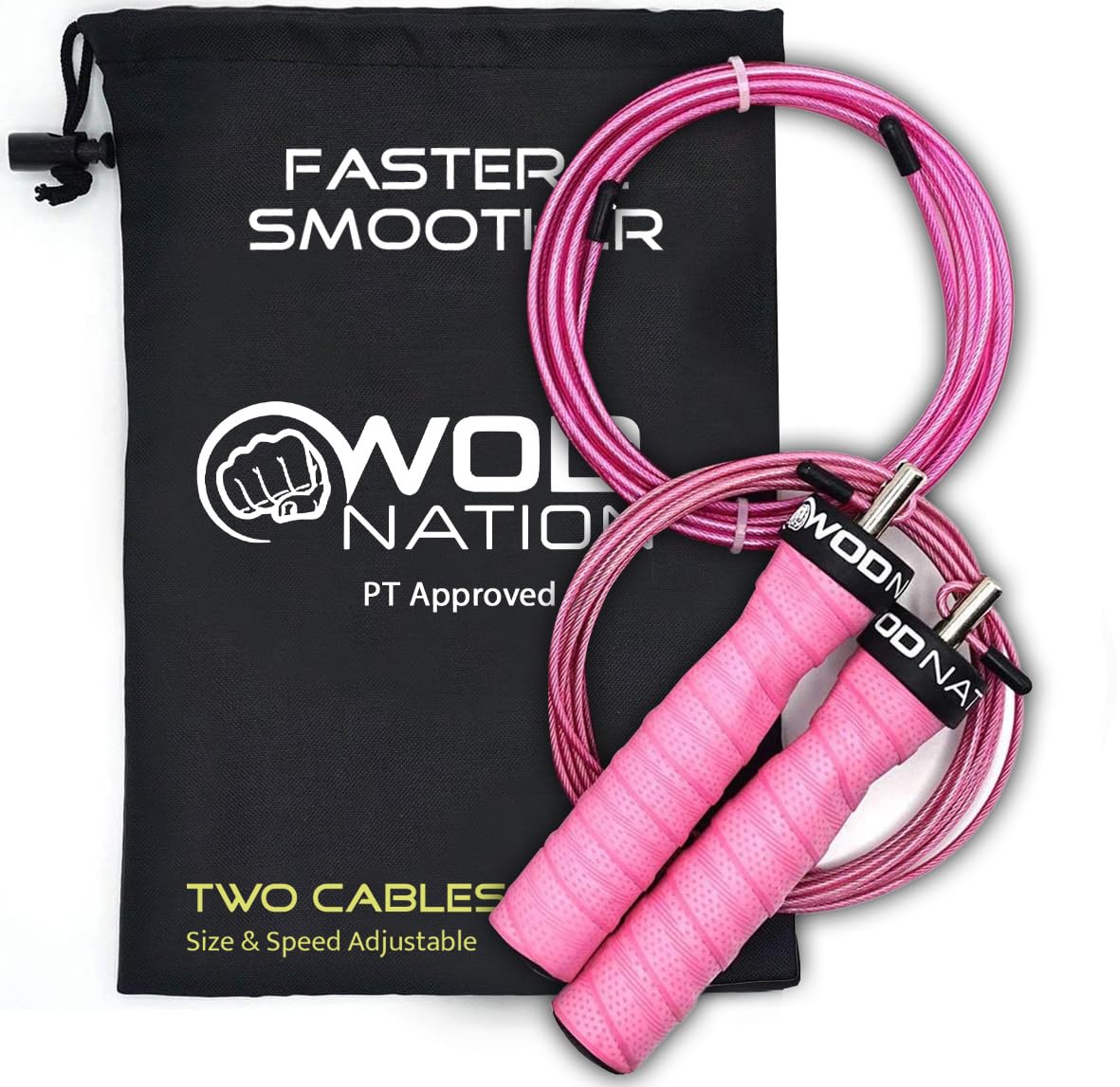 Wod Nation Attack Speed Jump Rope : Adjustable Jumping Ropes : Unique Two Cable Skipping Workout System : One Thick And One Ligh