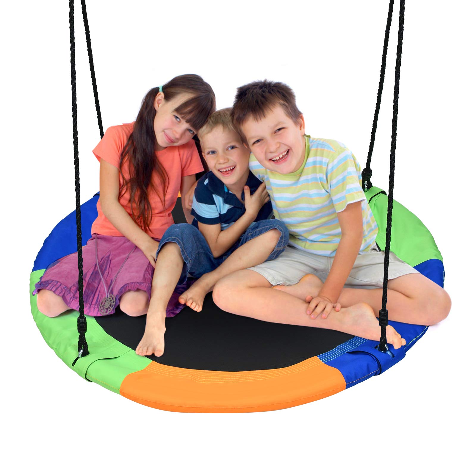 Costzon 40 Inch Saucer Swing for Kids Outdoor, 700 lbs Weight Capacity Round Swing w/ 900D Waterproof Oxford Cloth, Adjustable R