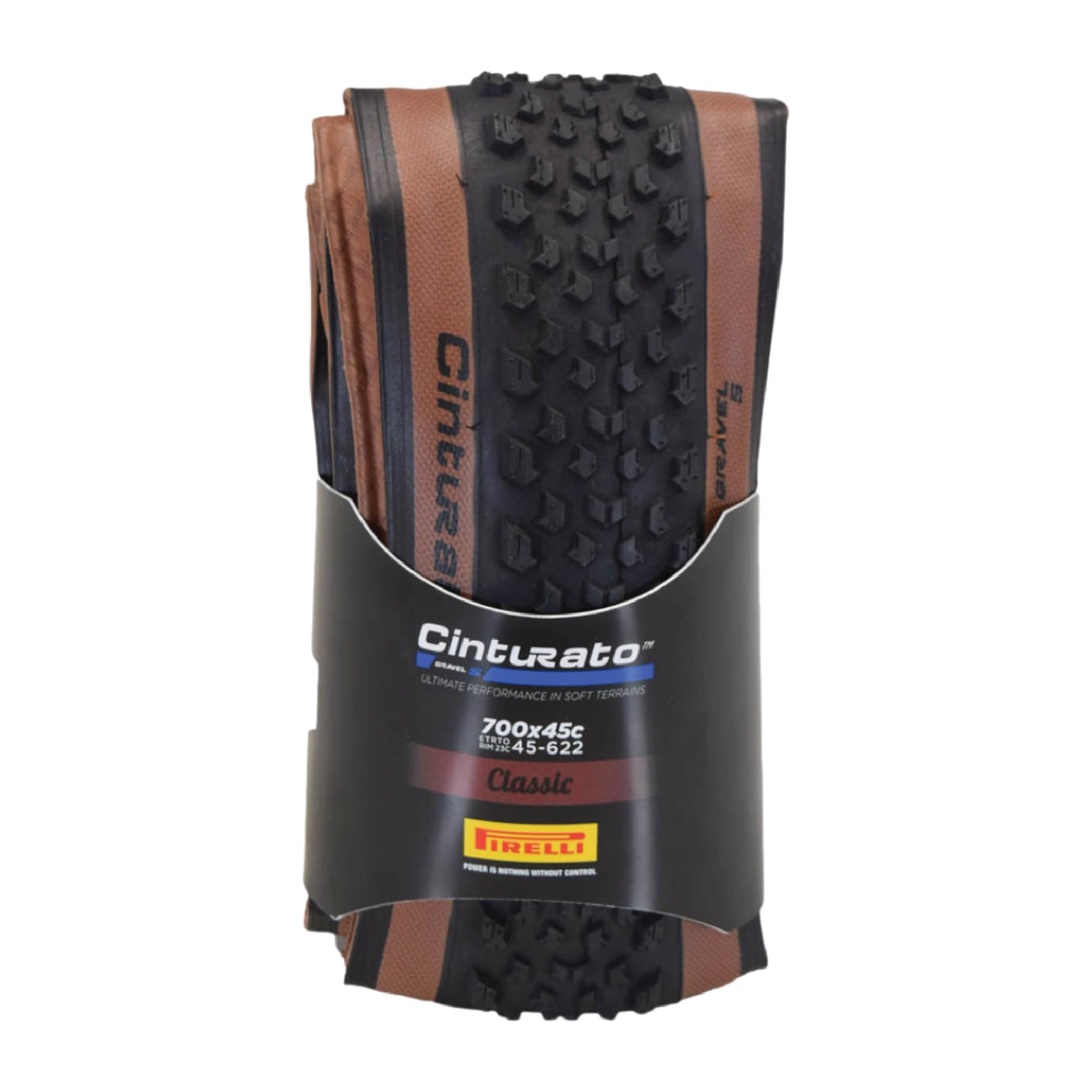 Pirelli Cinturato Gravel S Bike Tire, Clincher, Tubeless Ready, Folding, Single Tire, Classic Tan Sidewall / 700 x 45