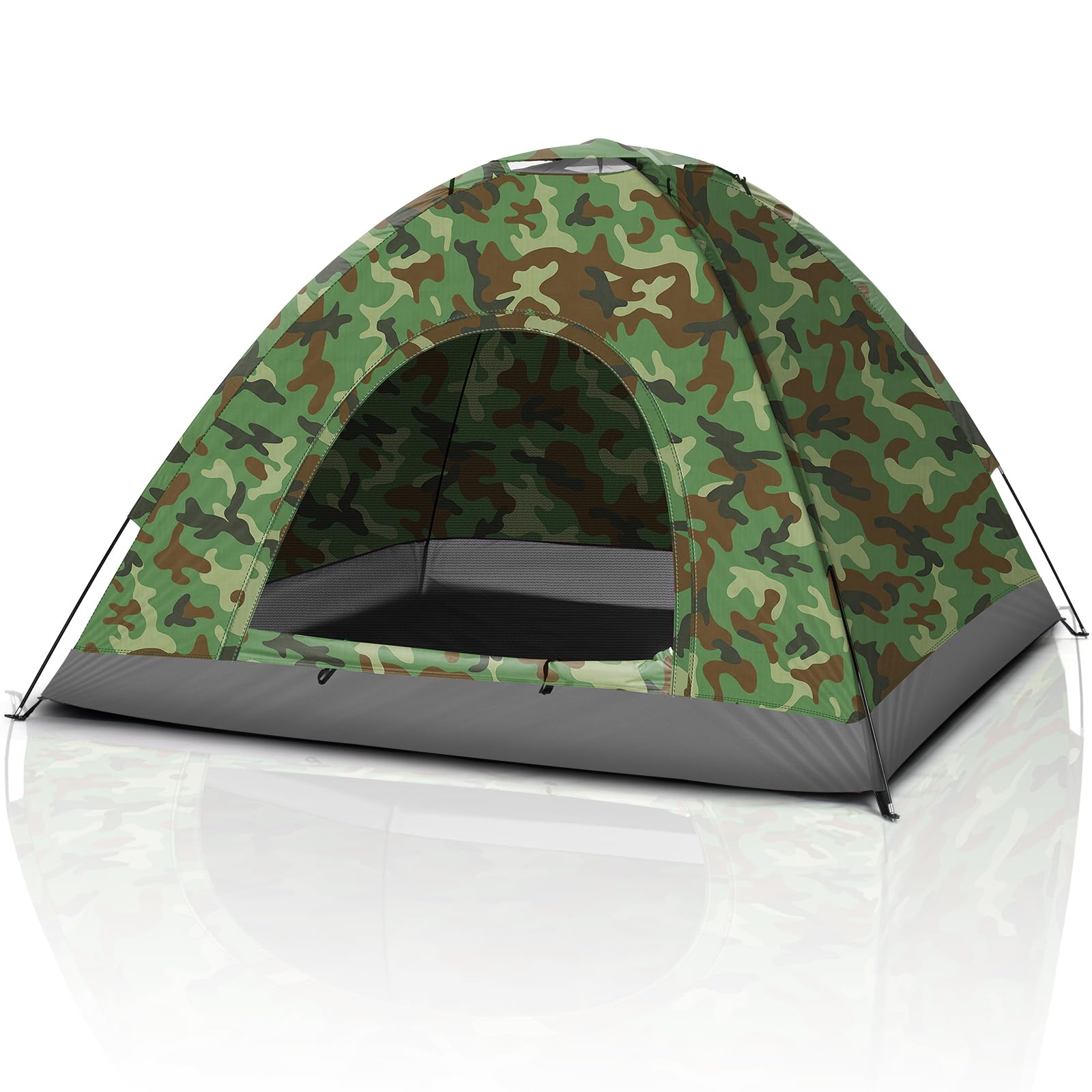 VINGLI Camouflage Camping Tent, Portable Dome Tent for 3/4 Person with 78L   x 78W   x 53H   Waterproof Nylon Oxford for Hiking,