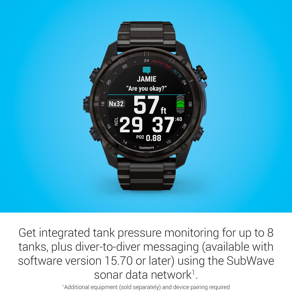 Garmin Descent Mk3I, Dive Computer And Multisport Gps Smartwatch, Air Integration, Black Titanium
