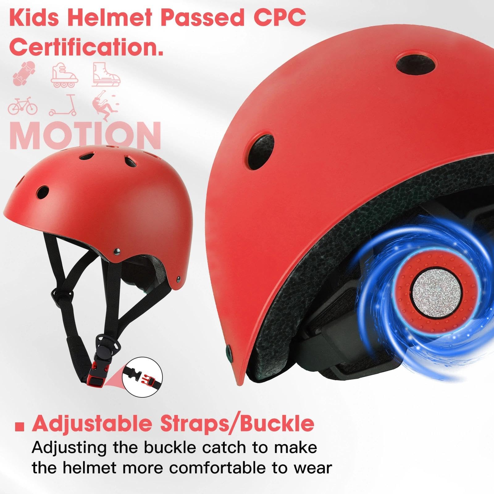 Toddler Kids Bike Helmet Set - Adjustable Cycling Helmet with Knee, Elbow Pads & Wrist Guards Sport Protective Gear Little Kid
