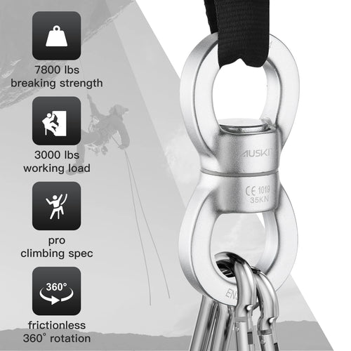 Auskit Swing Swivel, 35 Kn Safest Rotational Device Hanging Accessory For Web Tree Swing, Therapy Swing, Aerial Dance, Swing Spi