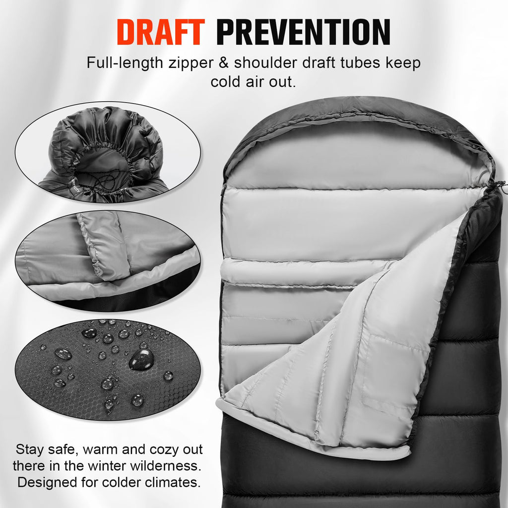 Wertycity Sleeping Bags For Adults Cold Weather & Warm, Lightweight Compact Camping Backpacking Sleeping Bag For Kids Girls Boys