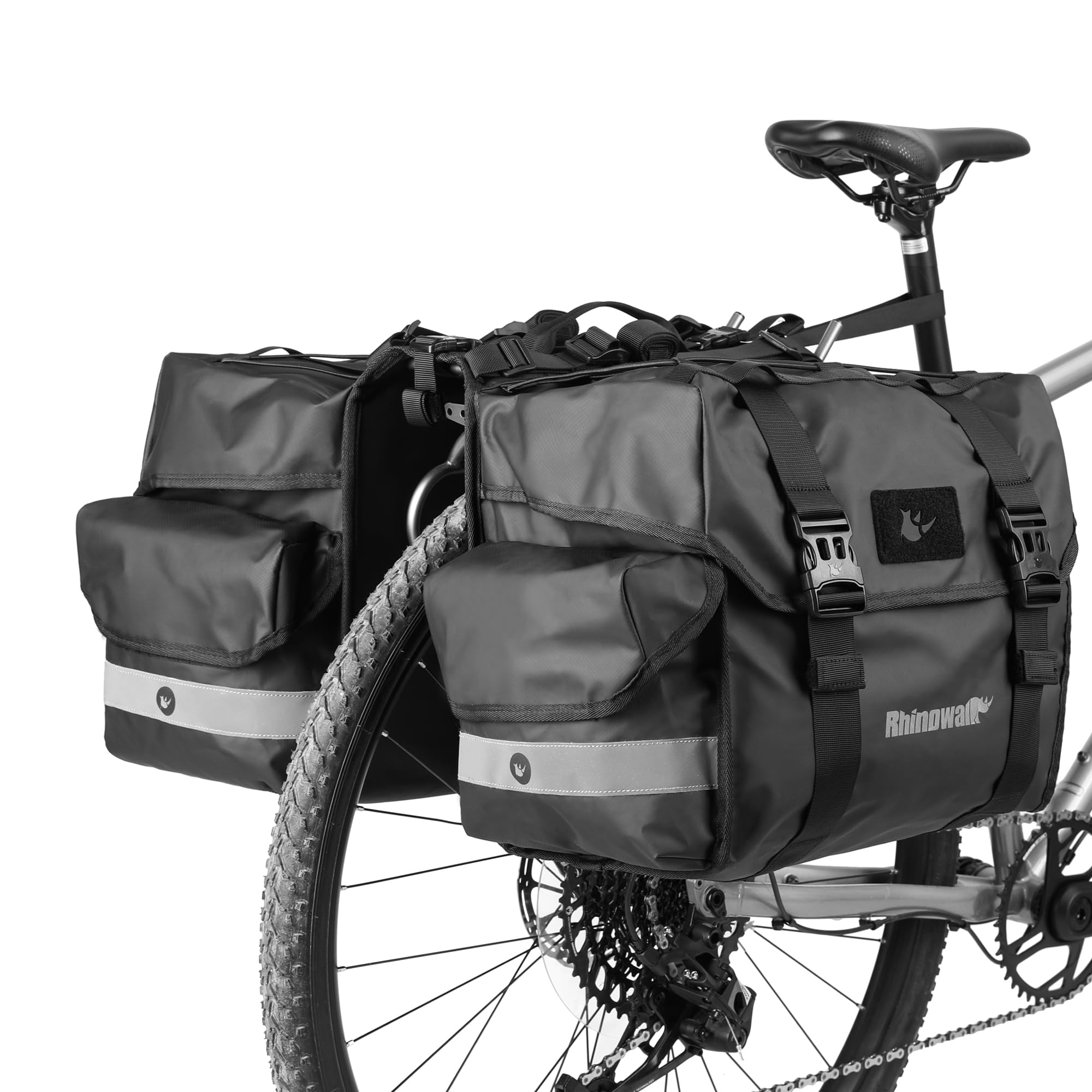 Rhinowalk Bike Pannier Bag Waterproof 50L Large Capacity Bicycle Rear Rack Saddle Bags for Touring, Commuting, Traveling, Heavy 