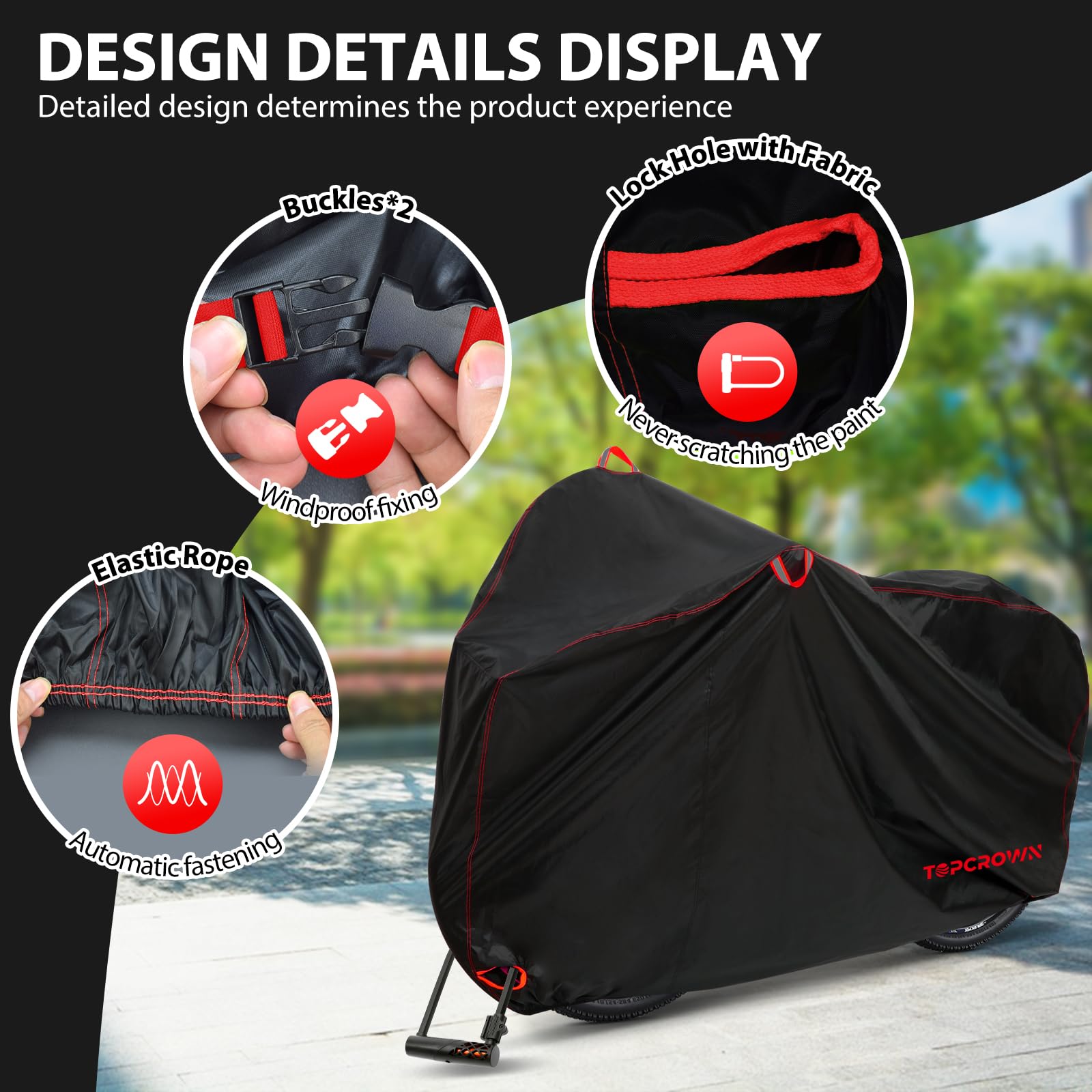 Topcrown Bike Cover Waterproof Outdoor Storage for 2 Bikes, Bicycle Cover Rain Sun UV Dust Wind Proof with Storage Bag for Mount