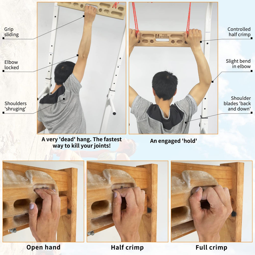 Two Stones Portable Fingerboard As Rock Climbing Training Boards With Edges And Pockets, Portable Climbing Hangboard As Rock Cli