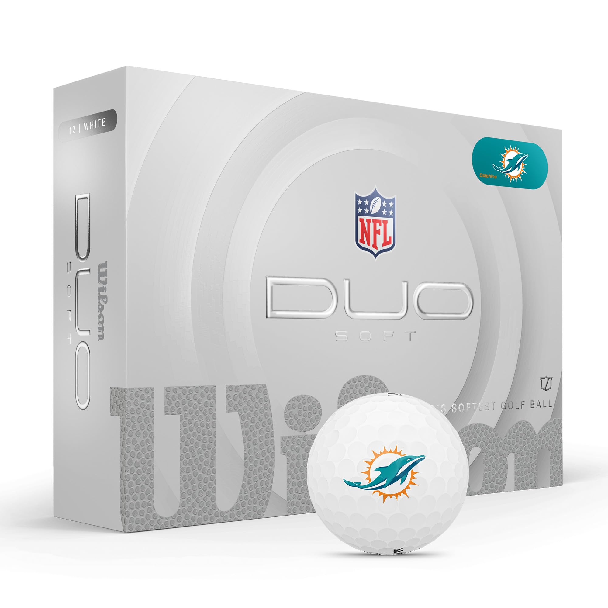 Wilson 2025 Duo Soft Nfl Golf Ball - 12 Balls, White, Miami Dolphins