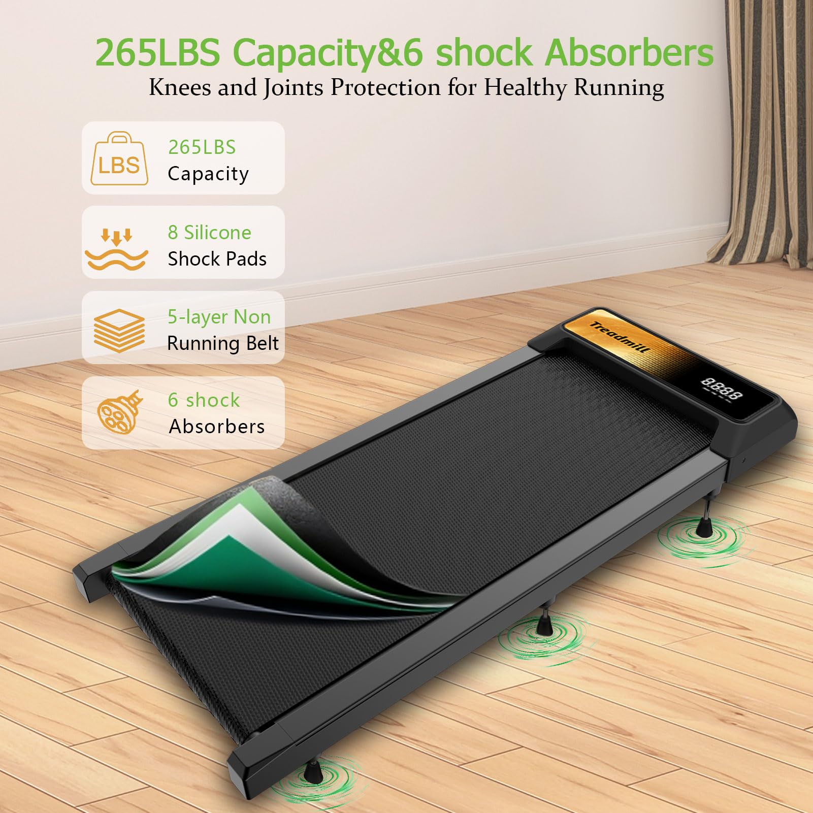 Cyclerade Walking Pad Treadmill, Portable, Remote Control, App Data Link, Compact Design For Home Office