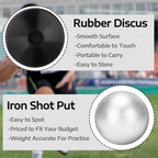 Zealor 2Pcs Iron Shot Put Set 1Kg Shot Put Rubber Discus Black Shot Put 8Lbs Shot Put Ball School Track And Field Equipment For
