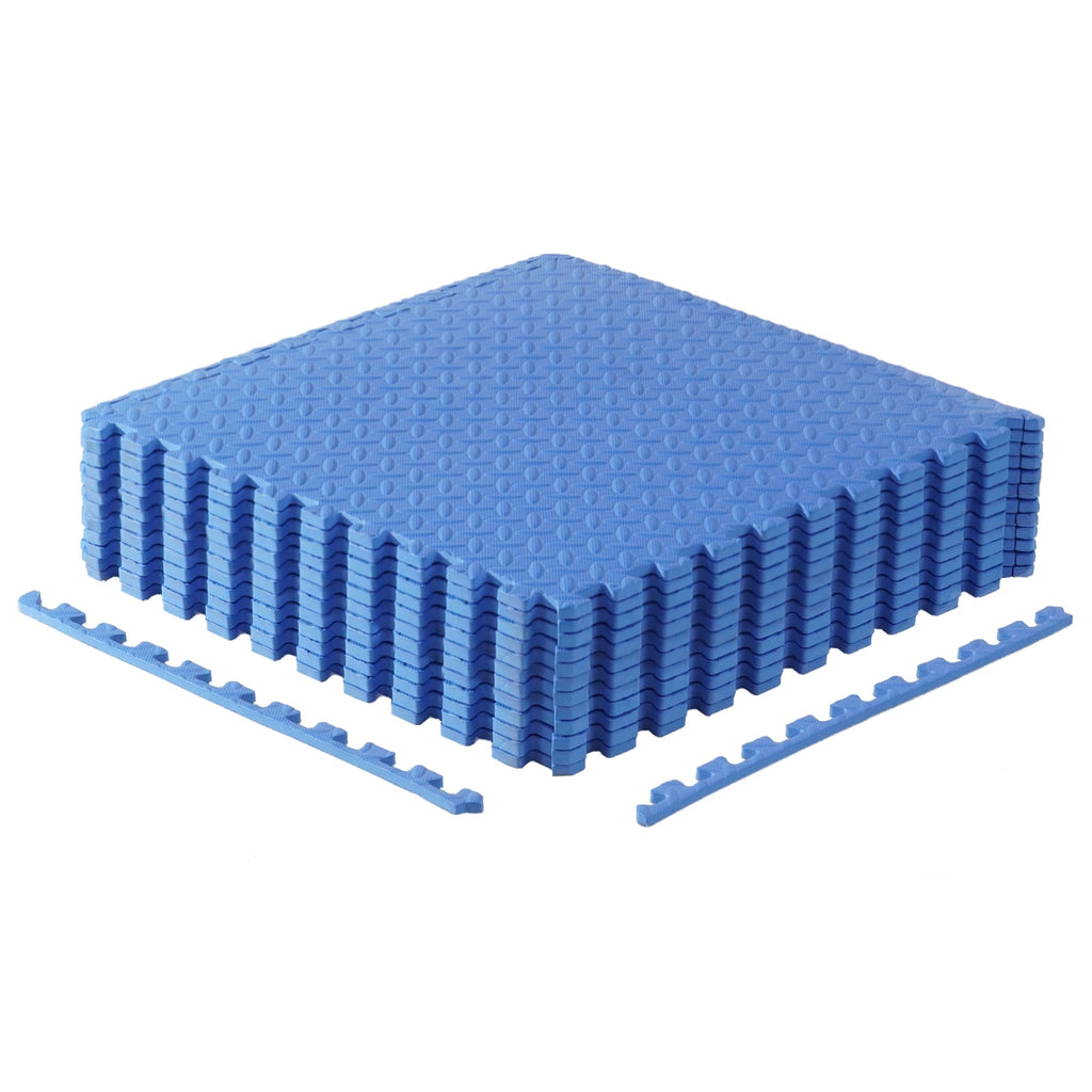 Cap Barbell 1/2-Inch Interlocking Eva Foam Exercise Puzzle Mats - 2 Pack | 24'' X 24'' X 1/2'' | Diamond Pattern - Blue