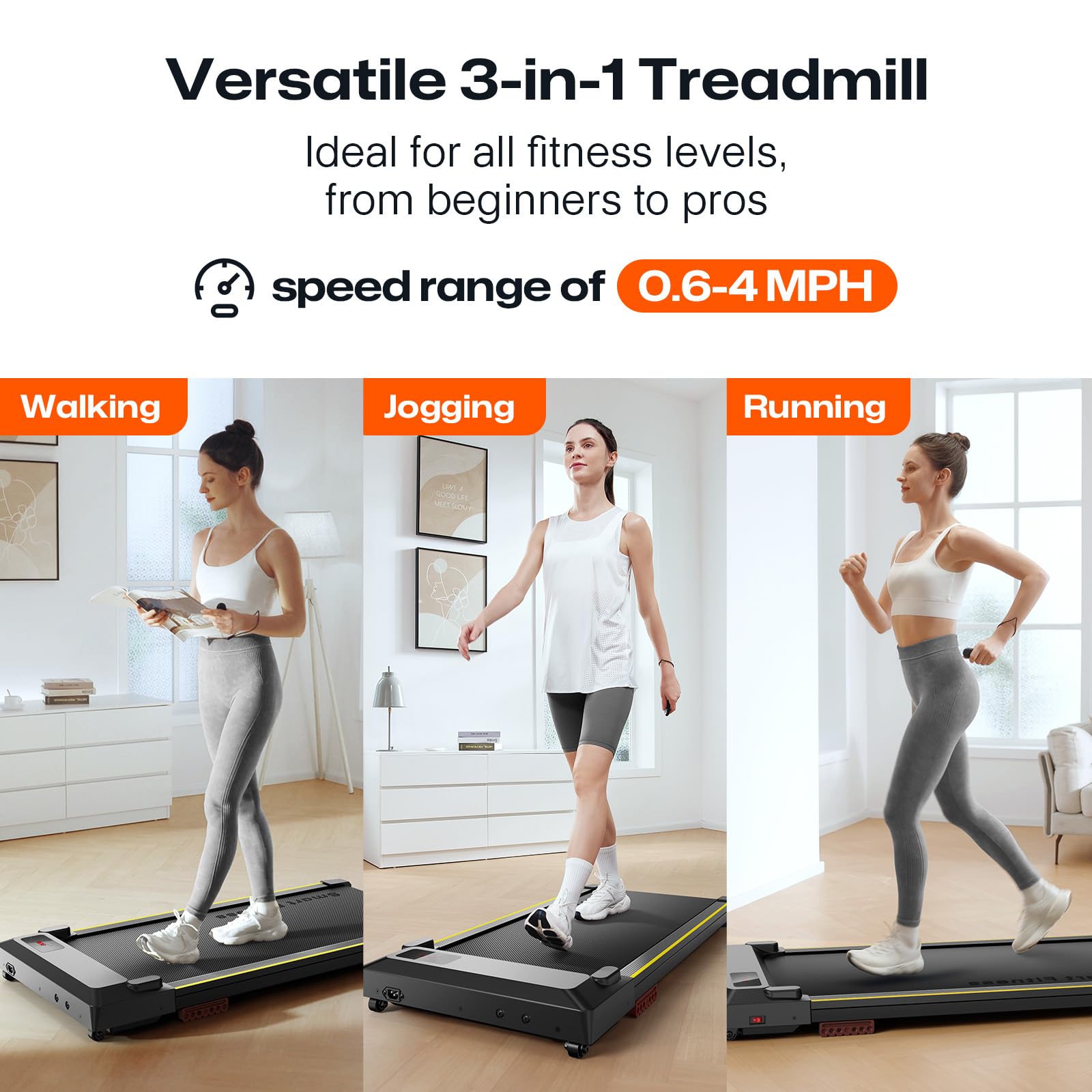 Walking Pad Smart With App, 3-In-1 Under Desk Treadmill For Home And Office, 2.5 Hp Portable Walking Jogging Running Machine Wit