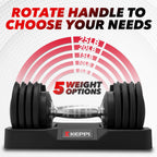 Keppi Adjustable Dumbbells Set-25Lb Single Dumbbell With Anti-Slip Metal Handle For Exercise & Fitness Fast Adjust Weight For Fu
