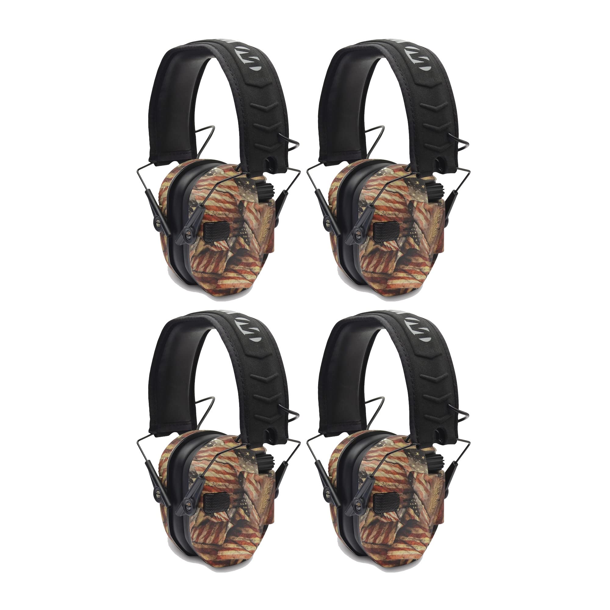 Walkers Razor Slim Electronic Shooting Muffs 4-Pack Bundle, Usa 2Nd Amendment (4 Items)