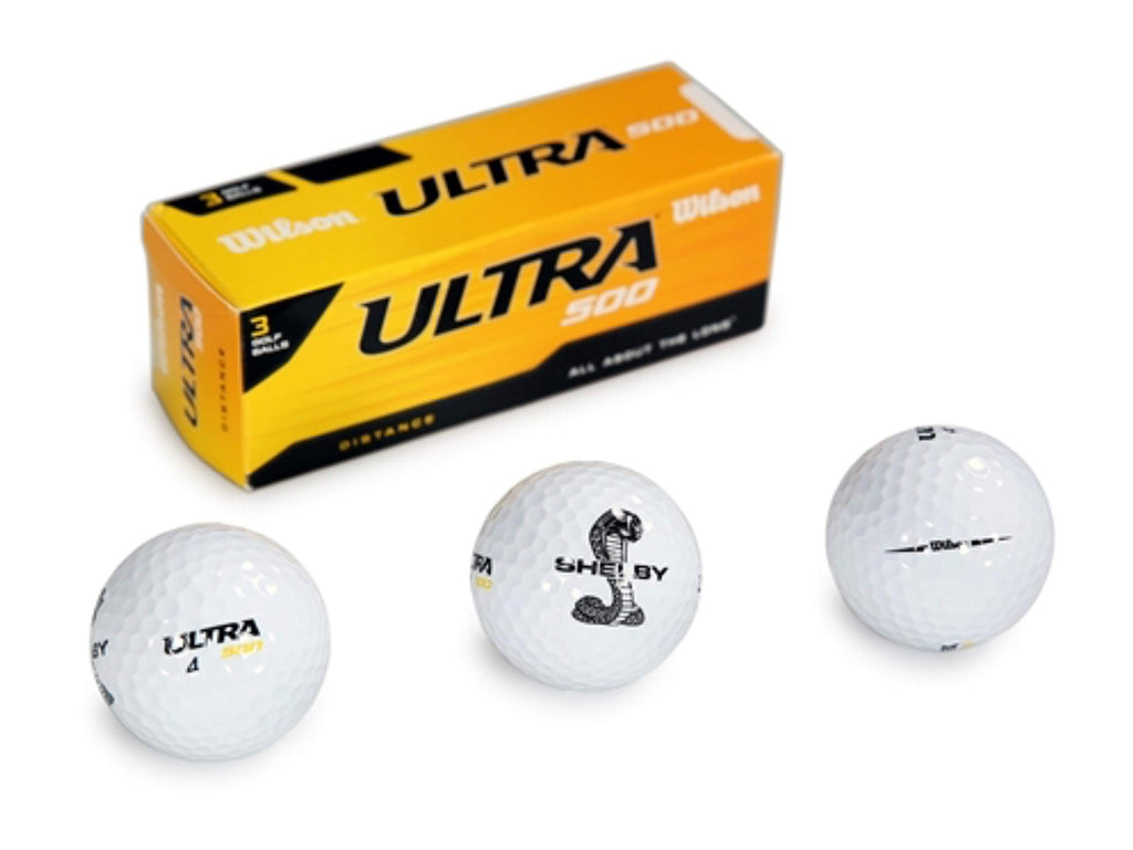 Carroll Shelby Three Pack Wilson Ultra 500 Distance Golf Balls With Shelby Split Snake Logo