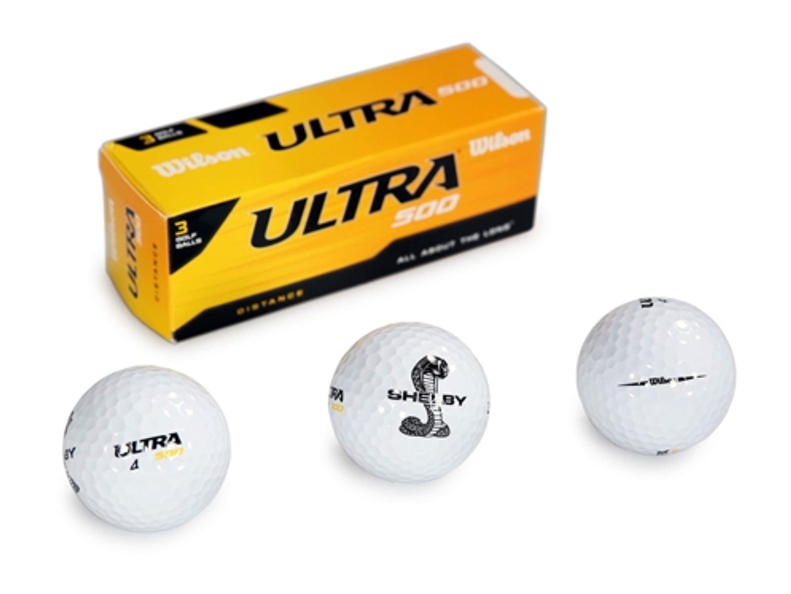 Carroll Shelby Three Pack Wilson Ultra 500 Distance Golf Balls With Shelby Split Snake Logo