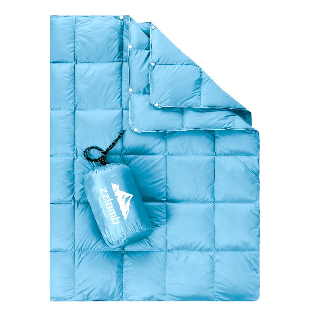 Zzlamb Water-Repellent Camping Blanket For Kids, Outdoor Portable Travel Down Throw Blanket, Lightweight Duck Down Lap Quilt For
