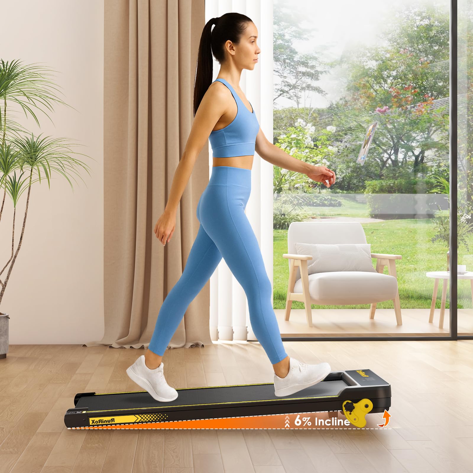 Runirox Walking Pad Treadmill With Incline, Under Desk Treadmills For Home Office, 3 In 1 Portable Treadmill With Remote Control