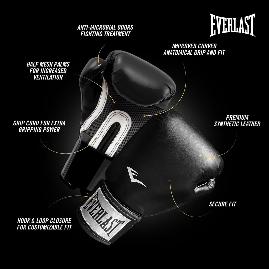 Everlast Prostyle 2 Youth Boxing Gloves, Entry Level Training Gloves For Men And Women, Secure Fit Hook And Loop Closure & Venti