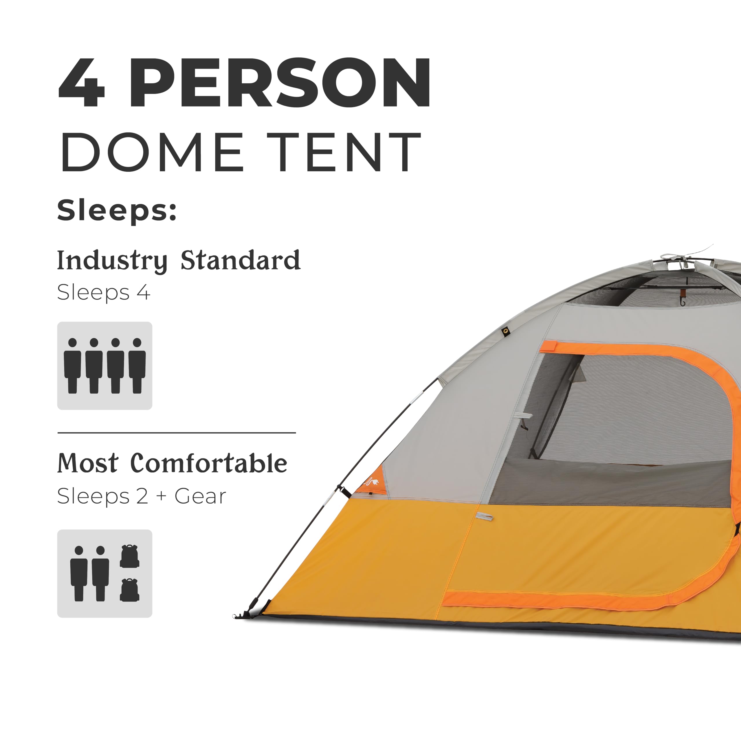 Core Tent 4 Person For Outdoor Family, Hiking, And Backpacking | Portable Dome Camp Tent With Storage Pockets For Camping Access