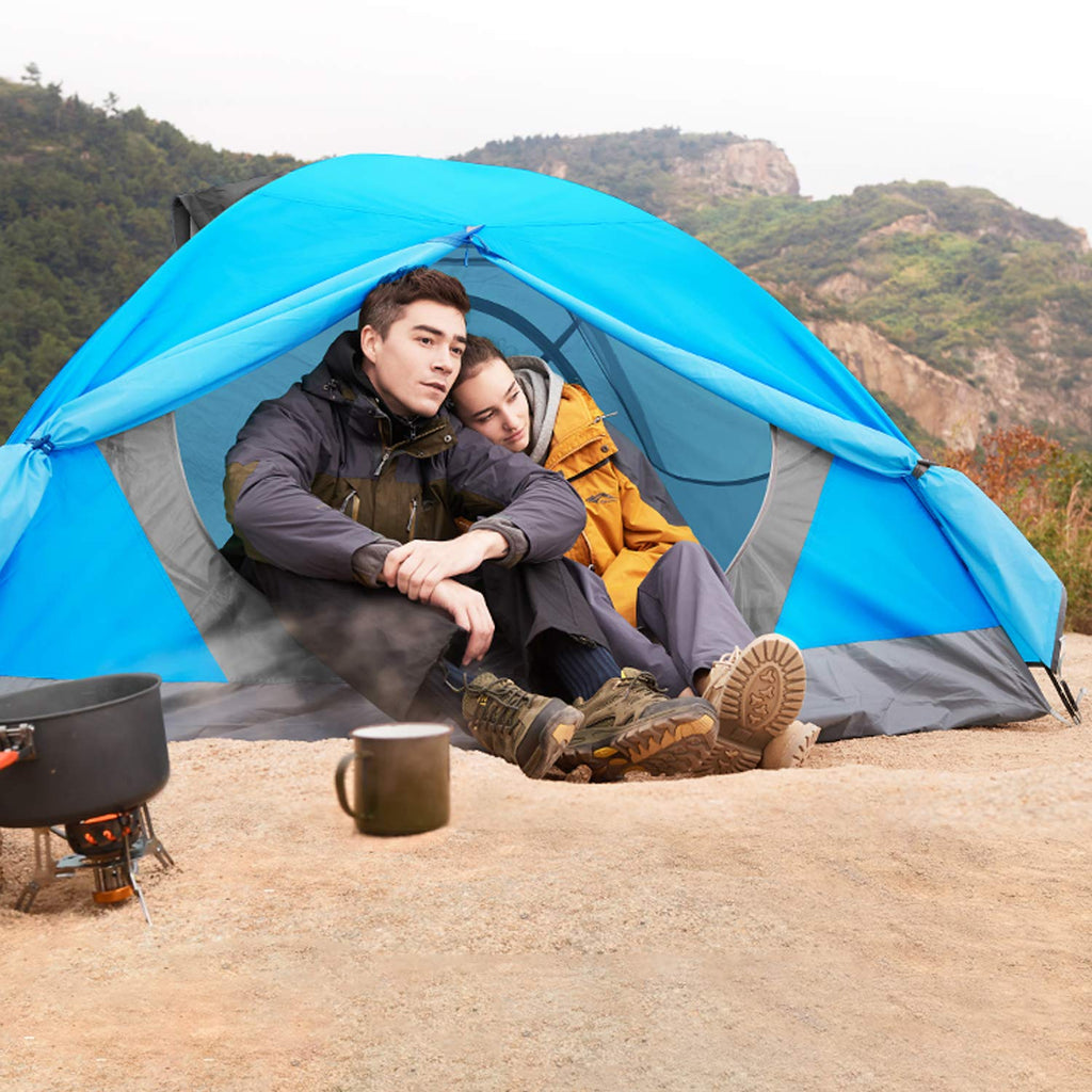 Bisinna 2/4 Person Camping Tent Lightweight Backpacking Tent Waterproof Windproof Two Doors Easy Setup Double Layer Outdoor Tent