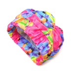Honbay Pleated Swimming Cap Long Hair Swim Cap Bathing Cap, Non-Waterproof (Pink Blue)