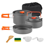 Yeto Camping Cookware Set Hard-Anodized Aluminum Foldable Backpacking Camping Pots And Frying Pans Cooking Camp Kitchen Camping 