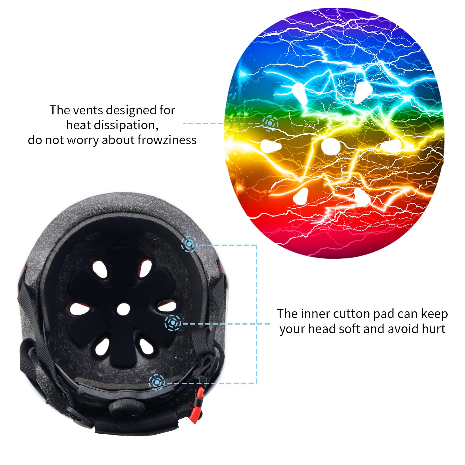 Jeefree Skateboard Cycling Helmet,Kids Adjustable Bike Helmet Suitable For Toddler Kids Youth Boys Girls,Multi-Sport Scooter Rol
