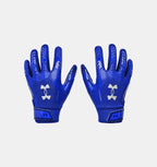 Under Armour Boys' Pee Wee F9 Football Gloves, (400) Royal/Capri/Metallic Silver, One Size Fits Most