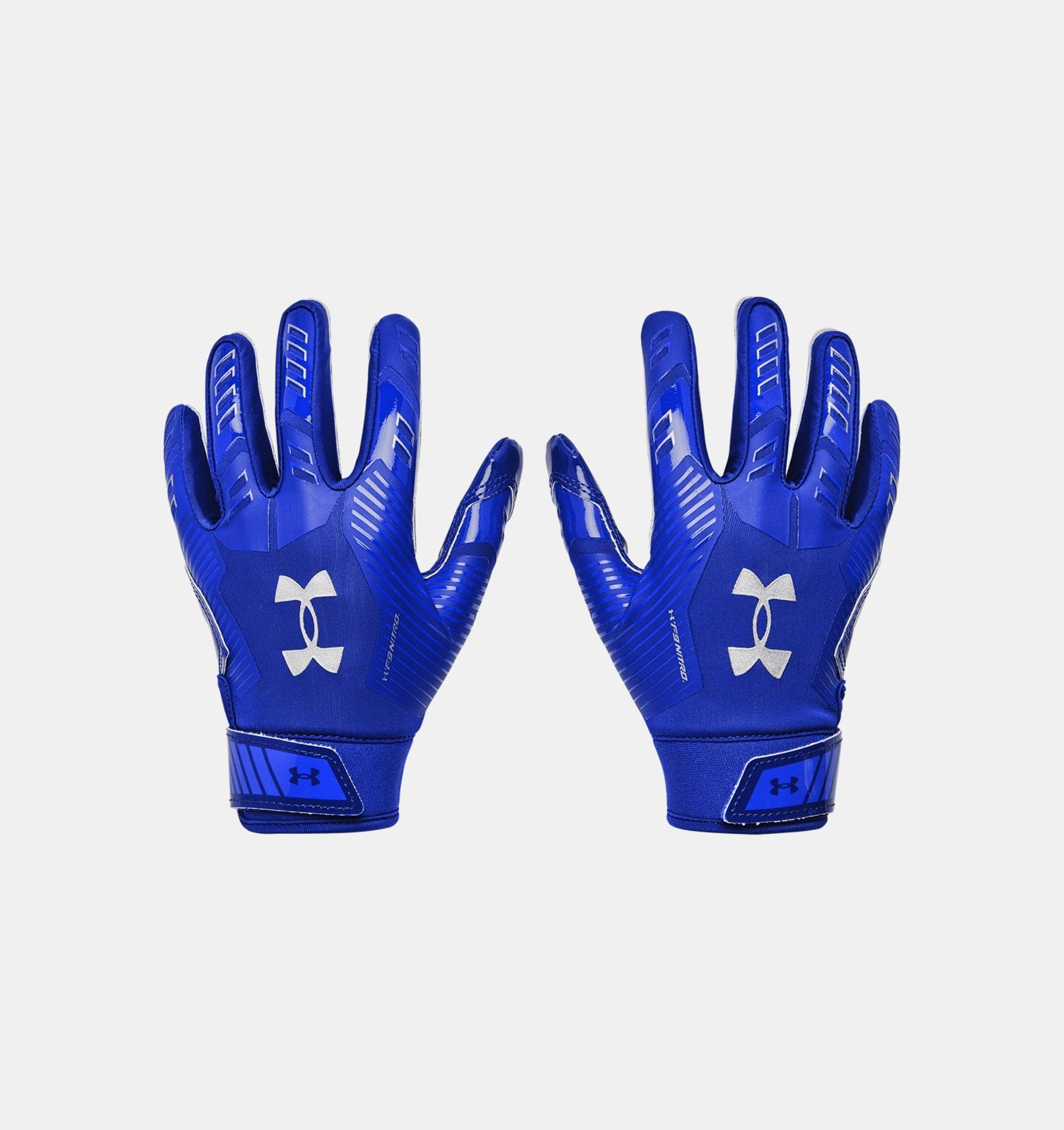 Under Armour Boys' Pee Wee F9 Football Gloves, (400) Royal/Capri/Metallic Silver, One Size Fits Most