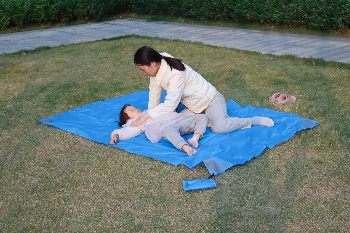 Orga'Neat Pocket Picnic Blanket, Sandproof Lightweight Pocket Camping Tarp, 55X 79 Foldable & Fits Into Small Bag