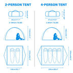 Bisinna 2/4 Person Camping Tent Lightweight Backpacking Tent Waterproof Windproof Two Doors Easy Setup Double Layer Outdoor Tent