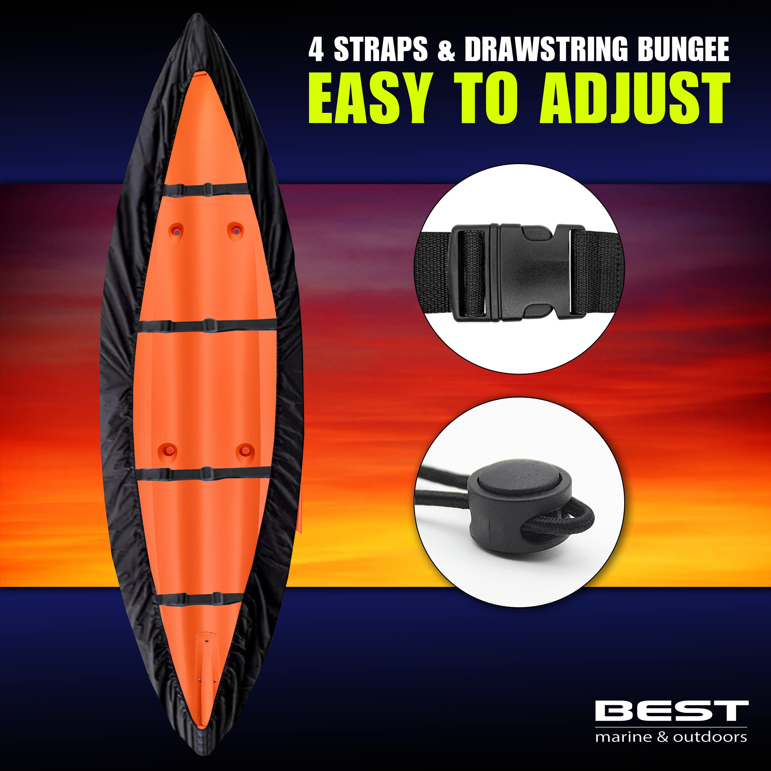 Best Marine And Outdoors Kayak Cover, Extra Thick 600D, Indoor Outdoor Storage, Sup Paddle Boards & Kayak Storage Accessories, F