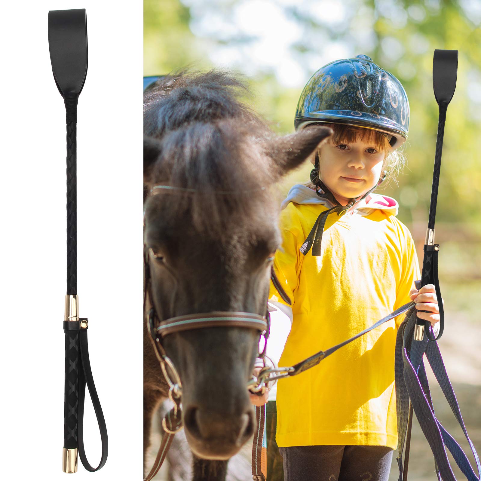 Zhichengbosi 18 Inches(45 Cm) Black Crop For Horse With Anti-Slip Grip Gel Handle