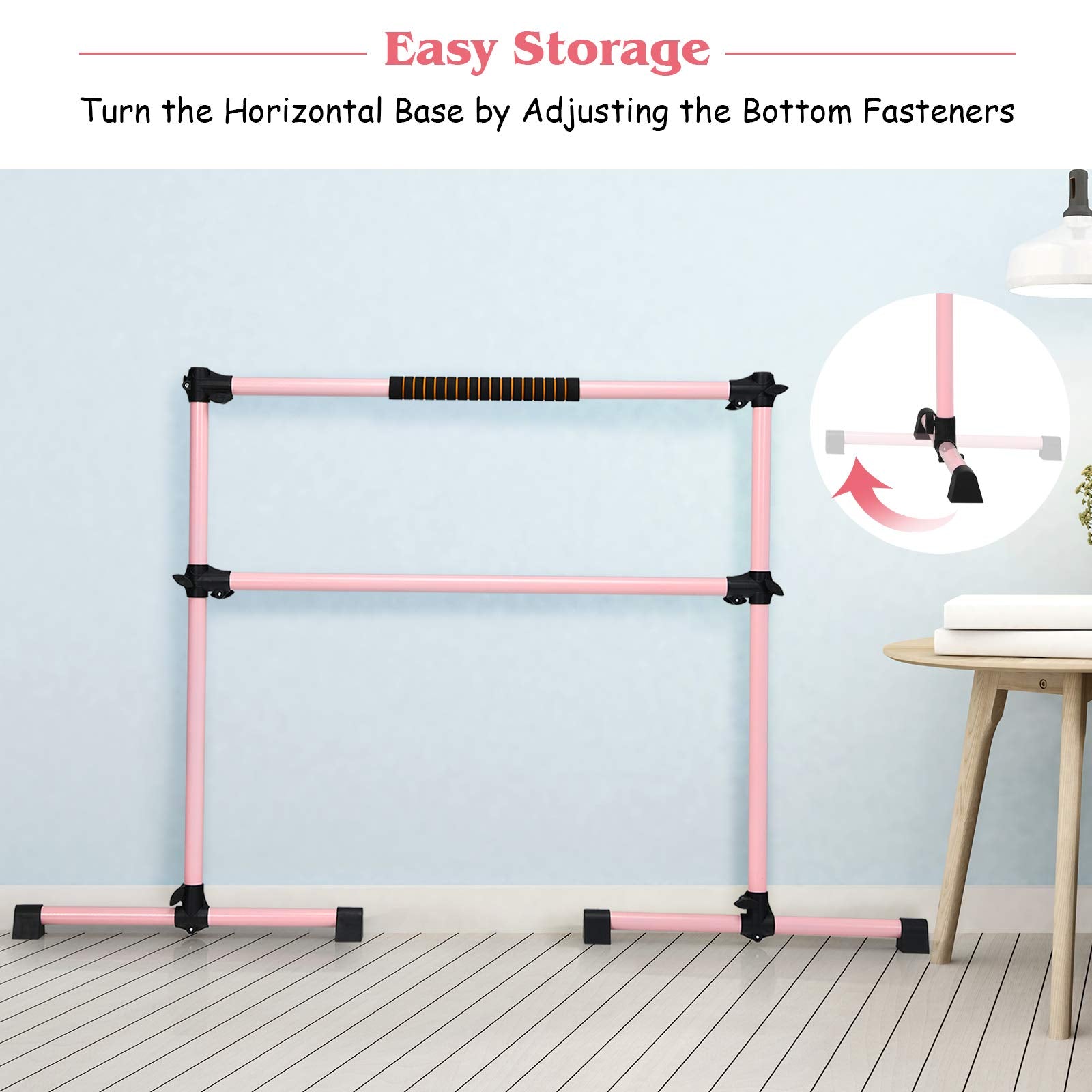 Goflame Ballet Barre Portable Double, 4Ft Freestanding Ballet Barre Adjustable, Heavy Duty Dancing Stretching Ballet Bar For Hom