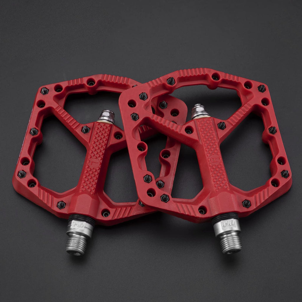 Rockbros Mountain Bike Pedals Flat Mtb Pedals Nylon Fiber Bicycle Platform Pedals For Road Mountain Bmx Mtb Bikes Red