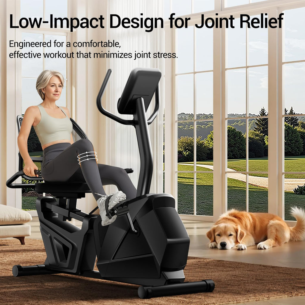 CURSOR FITNESS Recumbent Exercise Bike, Quiet Recumbent Stationary Bike for Adults & Seniors, Magnetic Stationary Bike with 16-L