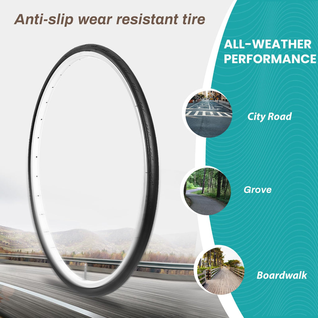 Mohegia Bike Tire,700 X 25C Folding Replacement Tire For Road Bicycle