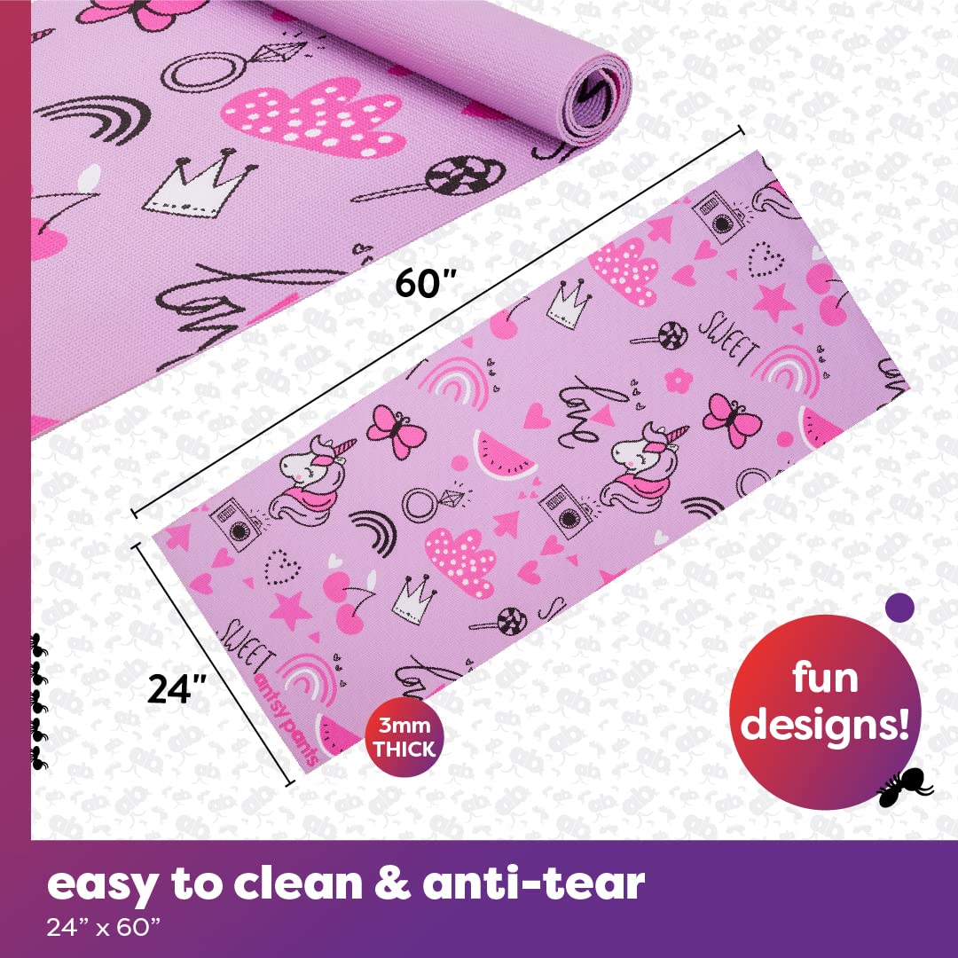 Antsy Pants Kids Yoga Mat - Yoga Mats for Kids, Home Workout, Travel, Fitness, Pilates, Stretching, Sturdy Non-Slip Exercise Mat