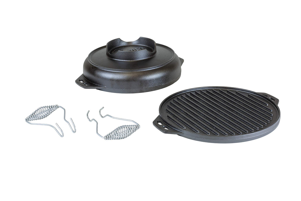 Lodge Cast Iron Cook-It-All Kit. Five-Piece Cast Iron Set Includes A Reversible Grill/Griddle 14 Inch, 6.8 Quart Bottom/Wok, Two