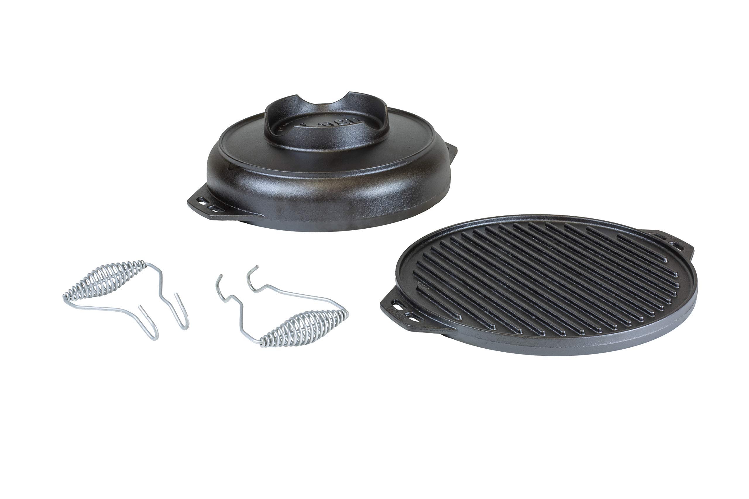 Lodge Cast Iron Cook-It-All Kit. Five-Piece Cast Iron Set Includes A Reversible Grill/Griddle 14 Inch, 6.8 Quart Bottom/Wok, Two