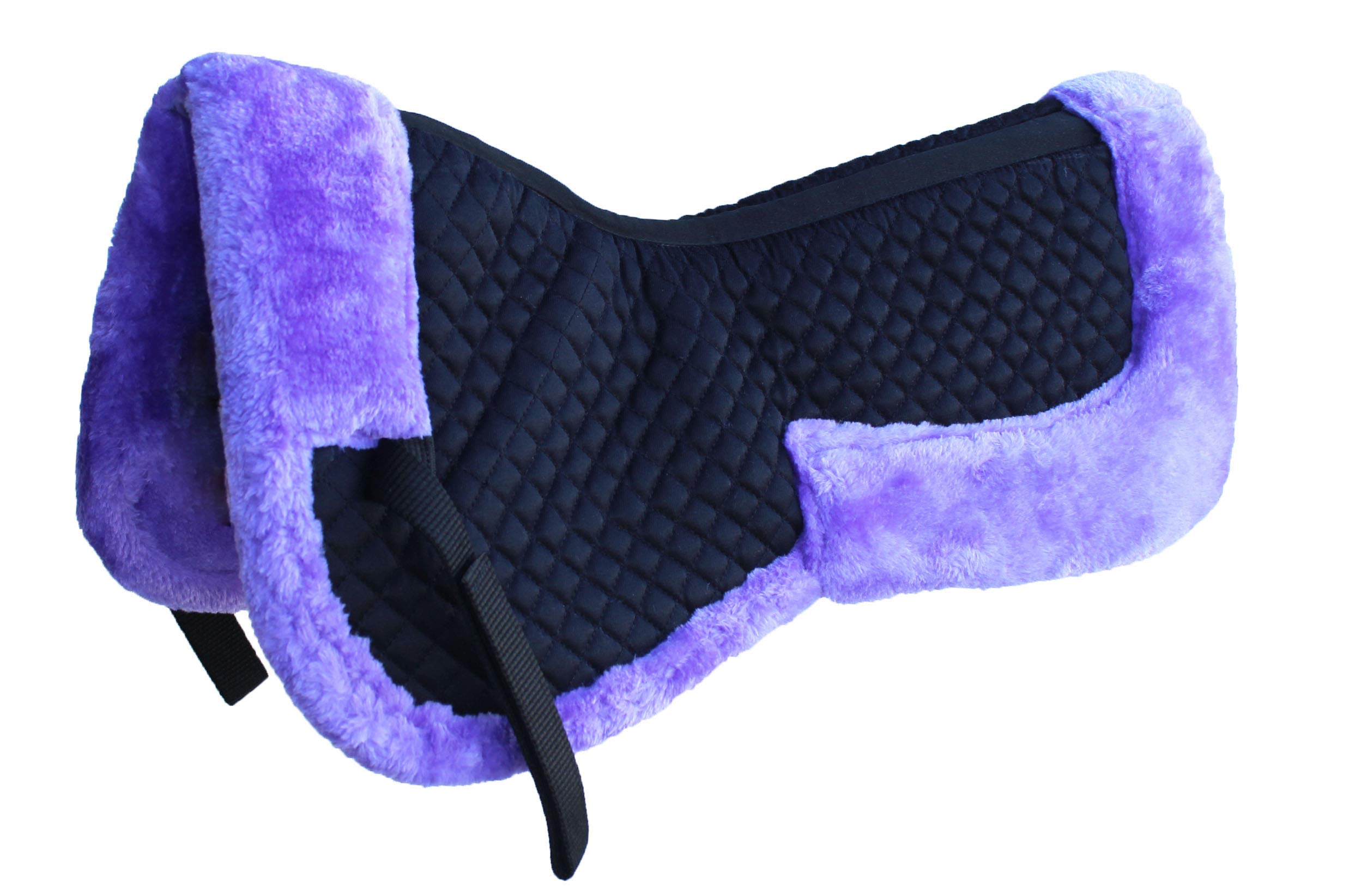 Challenger Horse English Quilted Half Pad Correction Wither Relief Faux Fur Black 12218Pr