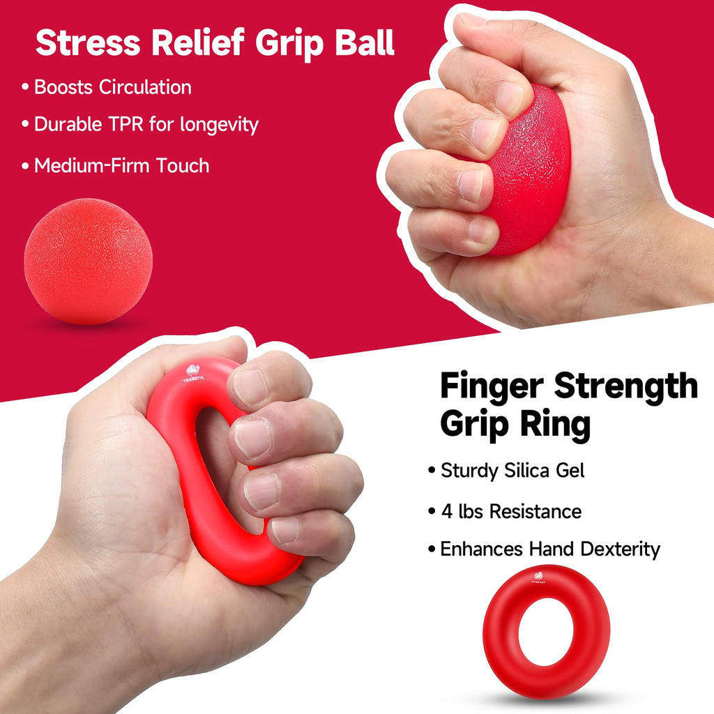 Fitbeast Hand Grip Strengthener Set Dual Counting Hand Grippers, Grip Ball, Grip Ring & Finger Stretch Band For Improved Grip &