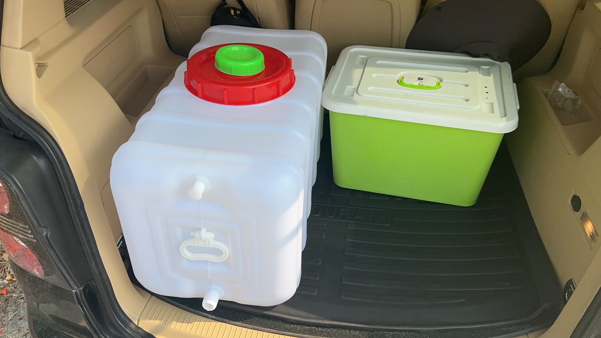 12 Gallon Portable Water Tank With Spigot&Hose, Water Storage Container For Camping, Rv, Truck, Emergency Preparedness(Thickenin
