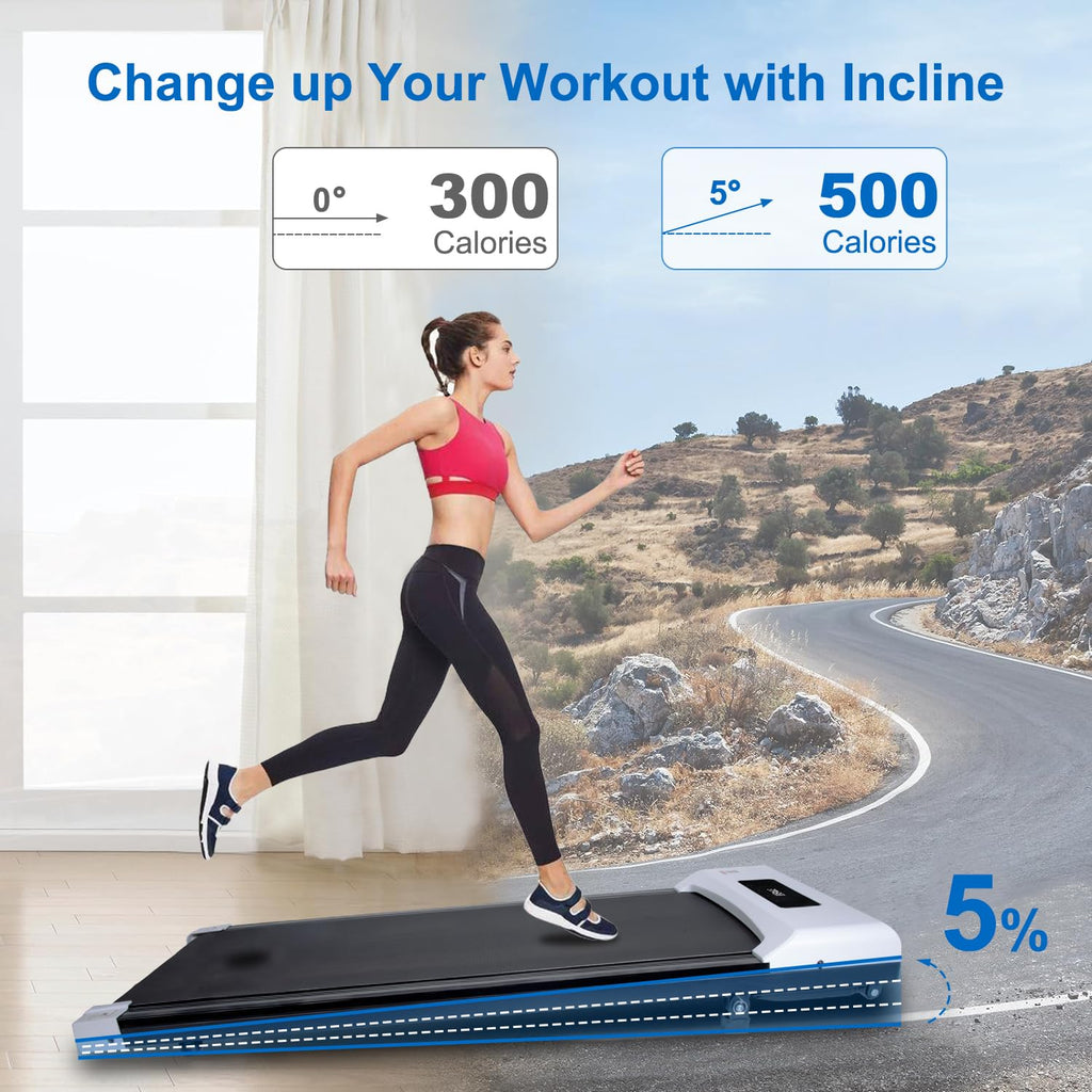 Heytent Walking Pad Treadmill With 5% Incline Under Desk Treadmill, Portable Mini Walking Treadmills For Home/Office, Installati