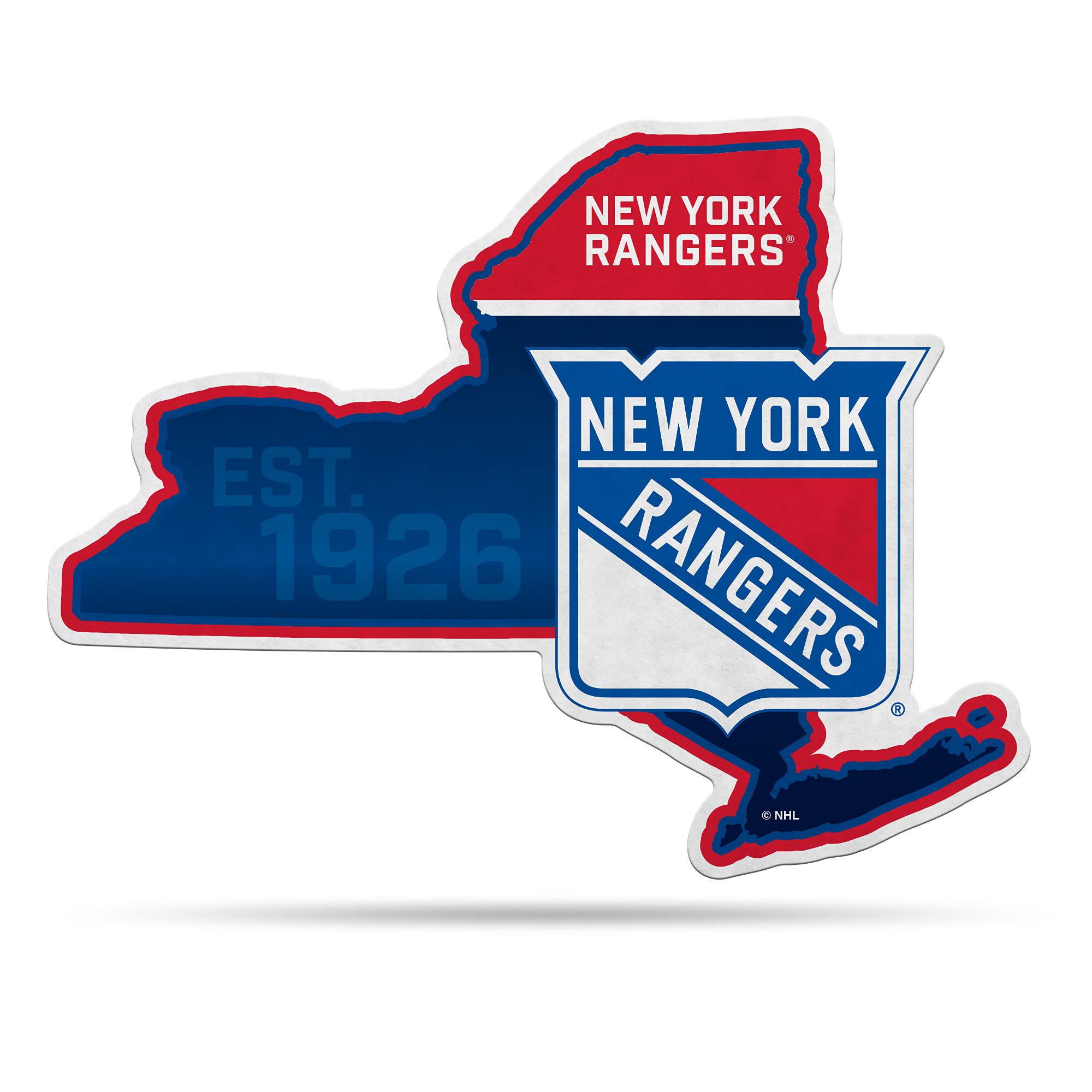 Rico Industries Nhl New York Rangers State Shape Shape Cut Pennant - Home And Living Room D  Cor - Soft Felt Ez To Hang