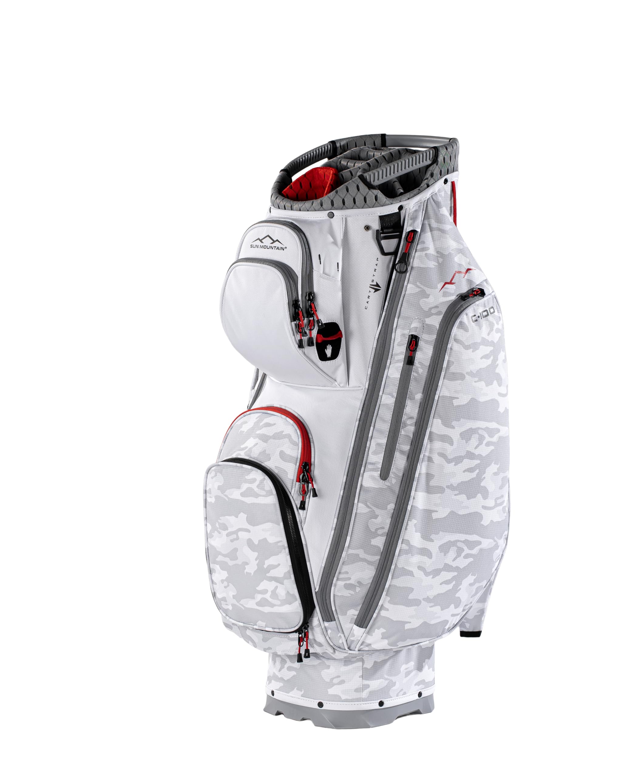Sun Mountain Mens C100 Lightweight Cart Golf Bag, 14-Way Top, 2026 Model - Snow Camo Cadet Red